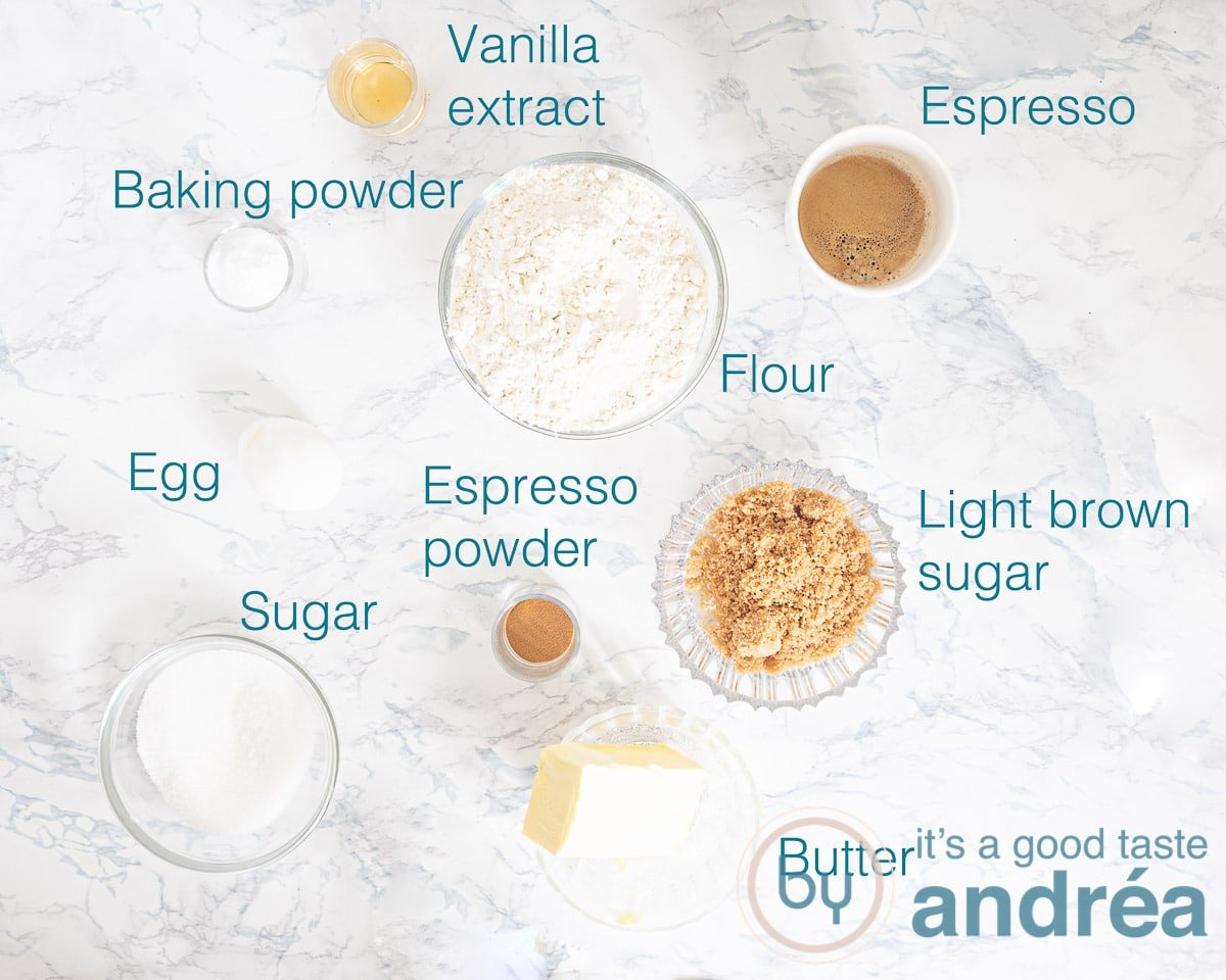 Ingredients coffee muffins