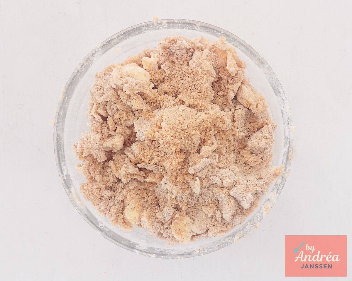 Prepare the streusel in a glass bowl