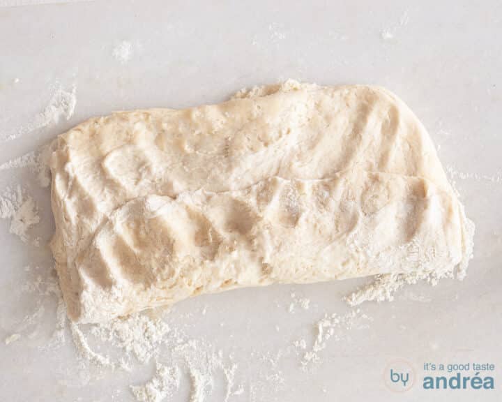 Fold the dough inwards. 1/3rd part