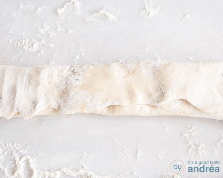 Fold the dough into thirds