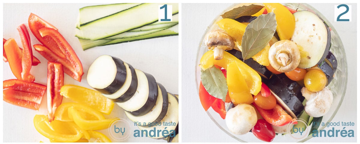 Prepare the vegetables and marinate them
