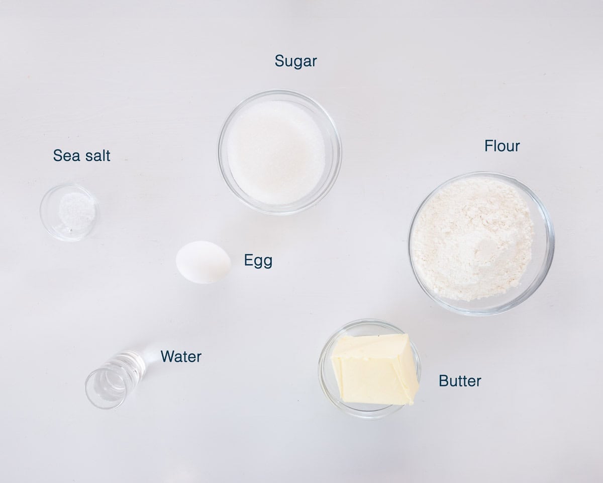 Ingredients Salted Butter Cookies (Easy Homemade Recipe) on a white background with text description