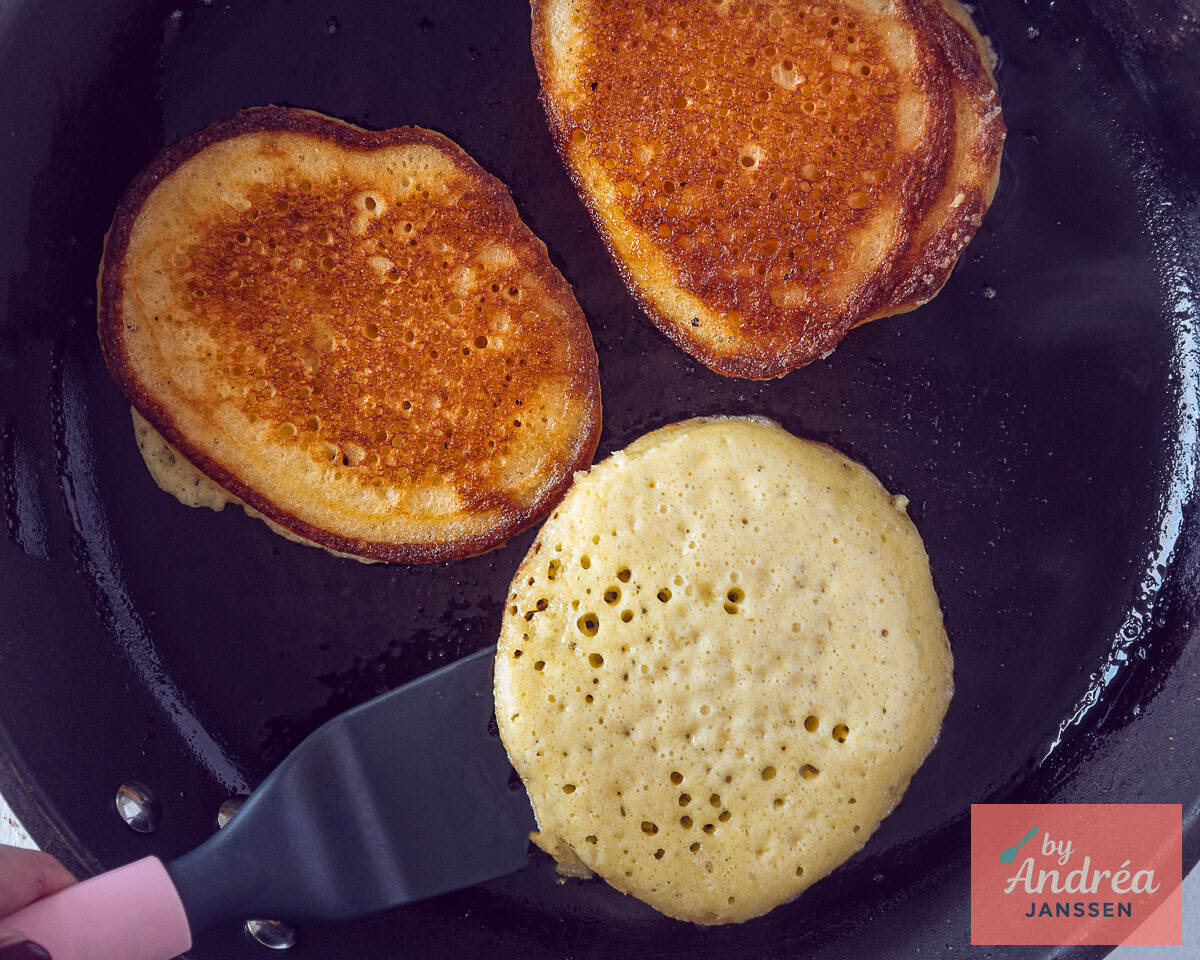 Fry the pancakes in a skillet until golden