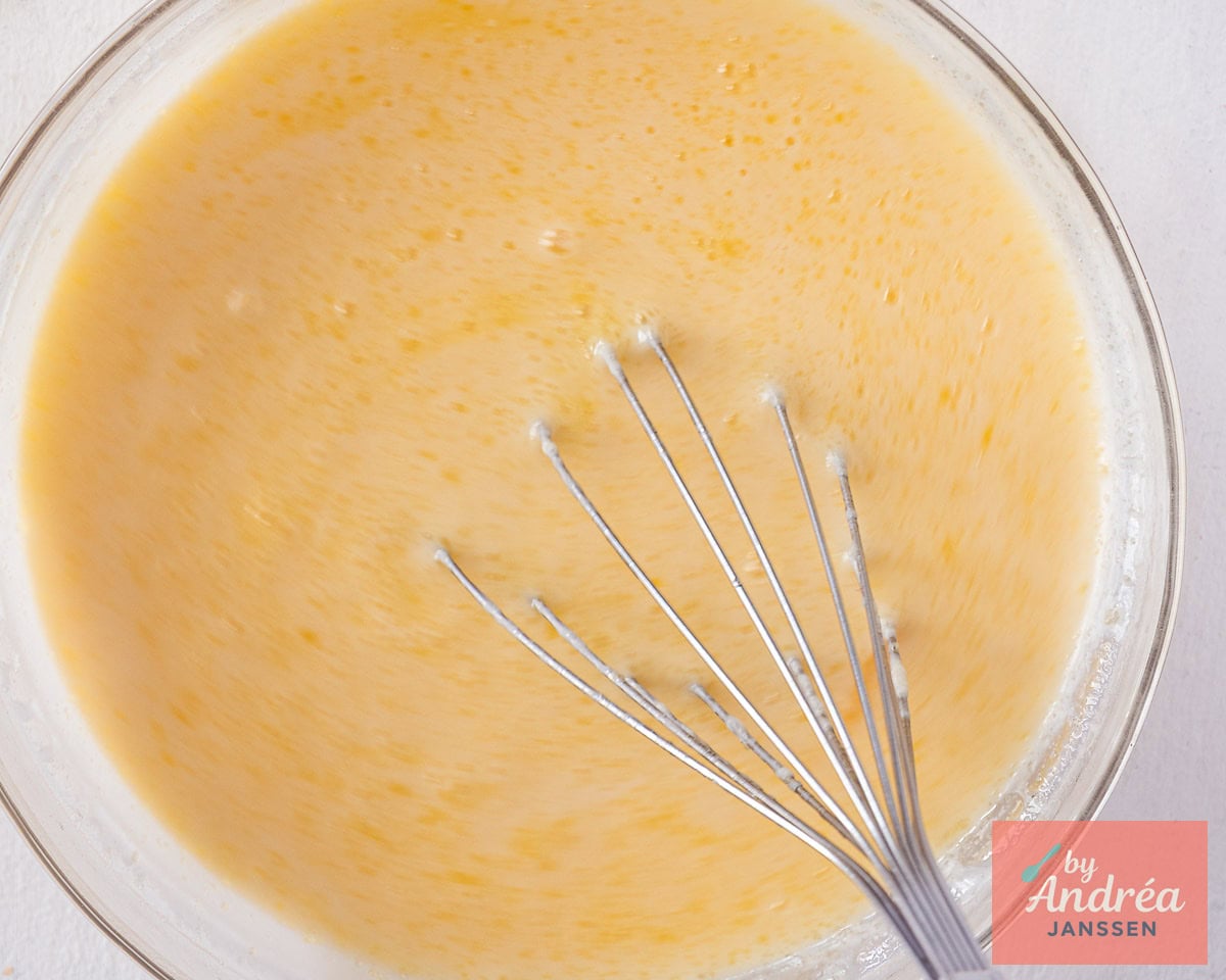 Whisk the wet ingredients in a glass bowl