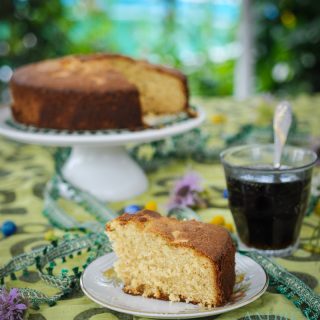 mawa cake on a cake platter
