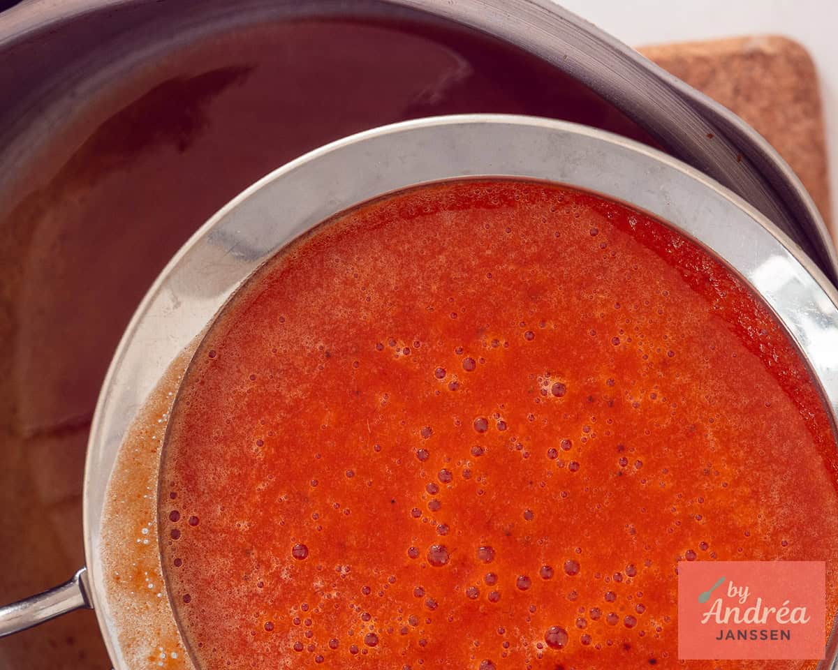 Strain the rosehip syrup