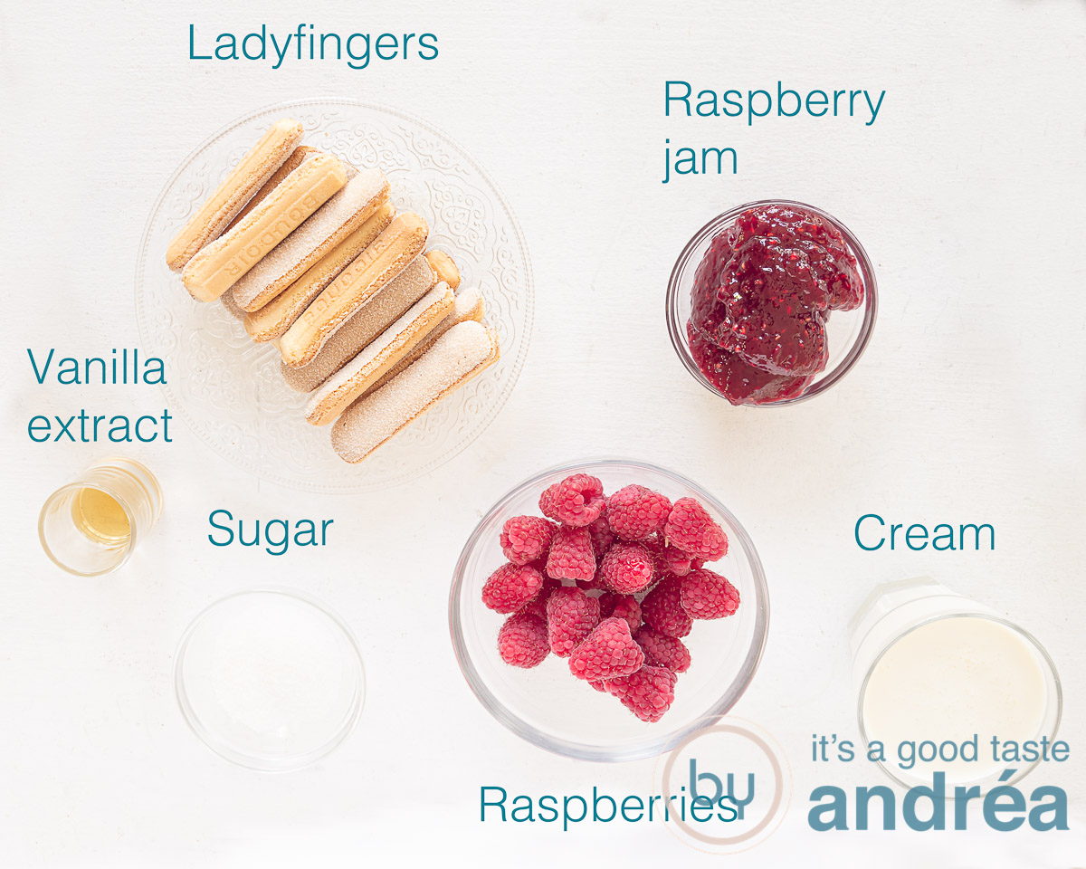 Ingredients raspberry trifle with ladyfingers