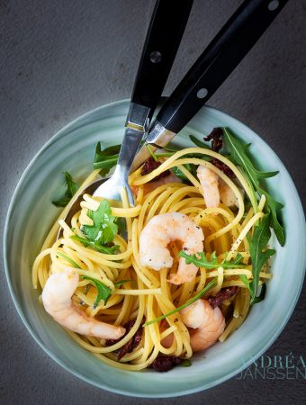 Spaghetti met garnalen en rucola-10-bewerkt spaghetti met garnalen en rucola