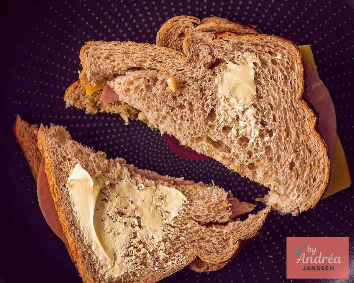 Grill the sandwiches until the cheese melts