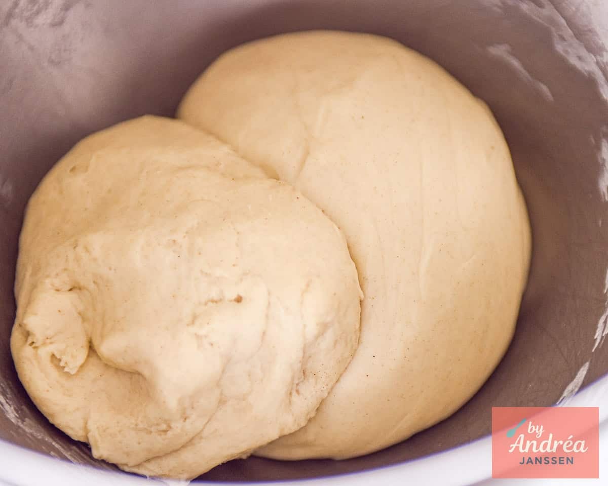 Prepared dough in a bowl for buns
