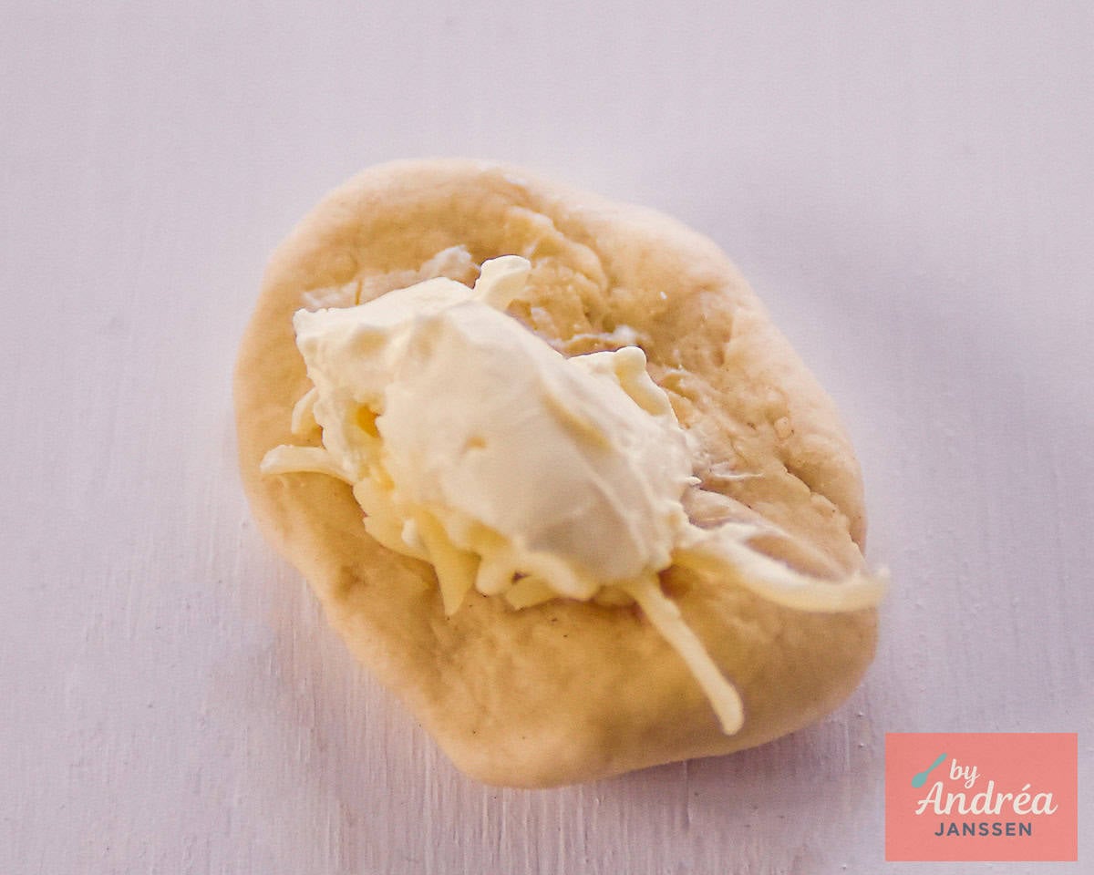 Dough with mozzarella and cream cheese