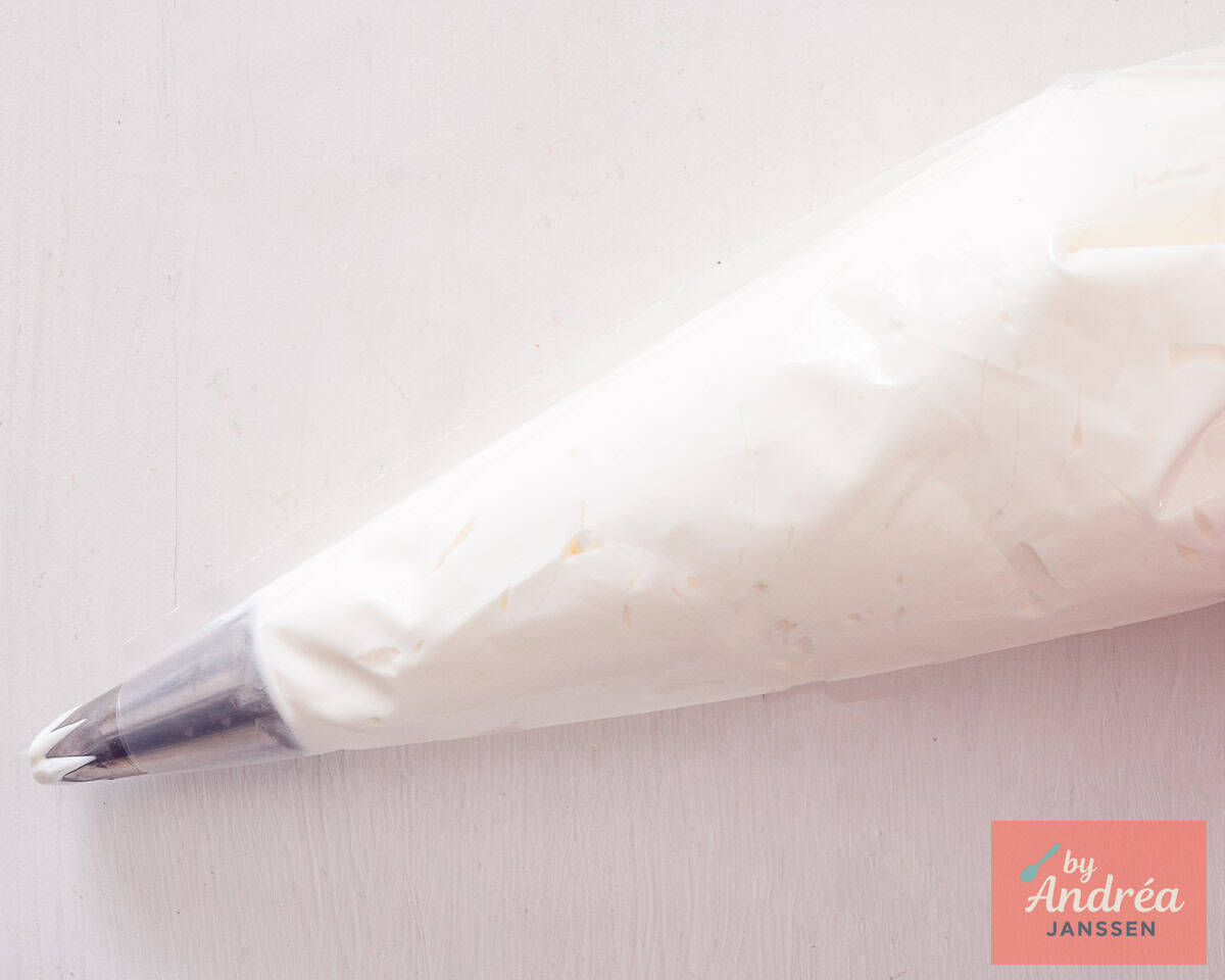 Whipped cream put in a piping bag