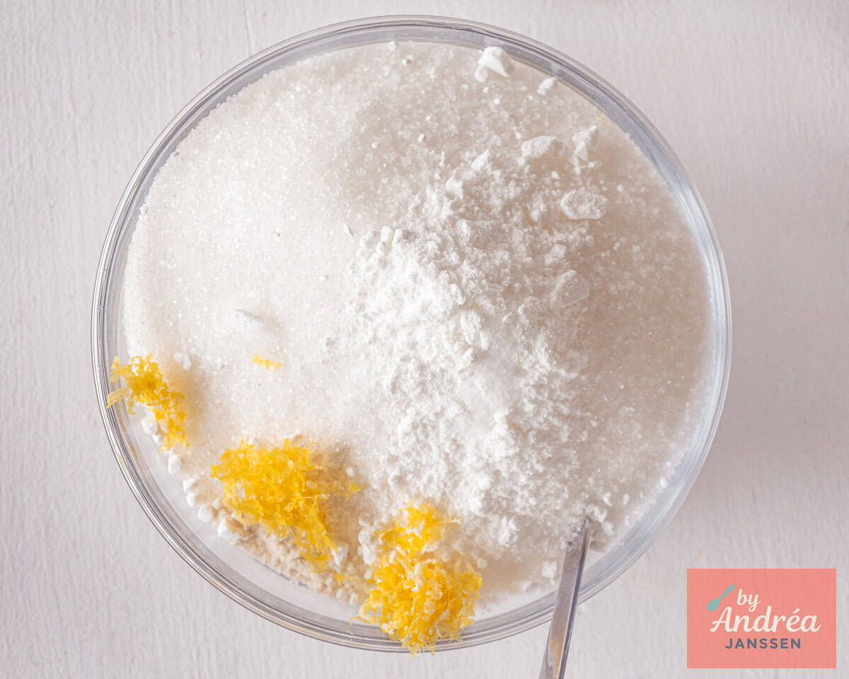 All solid ingredients in a second glass bowl