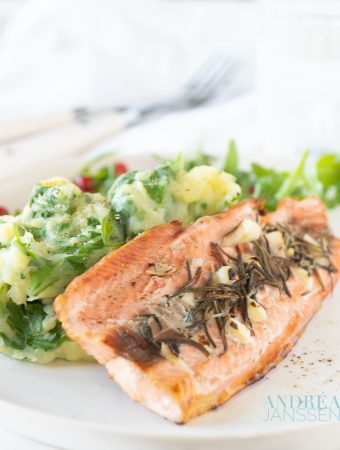 GEGRILDE ZALM MET RUCOLASTAMPPOT-4-bewerkt Gegrilde zalm met rucola stamppot