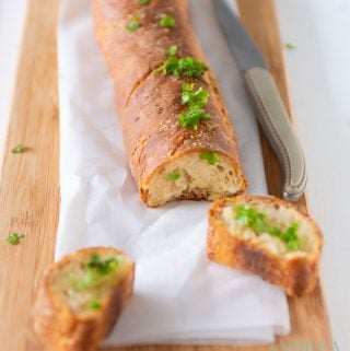 2 slices of Garlic baguette with herbs