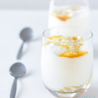 2 glasses mango mousse with brown gin