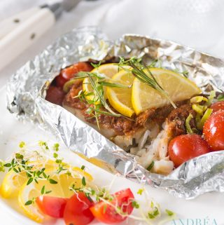Cod filet into aluminum foil