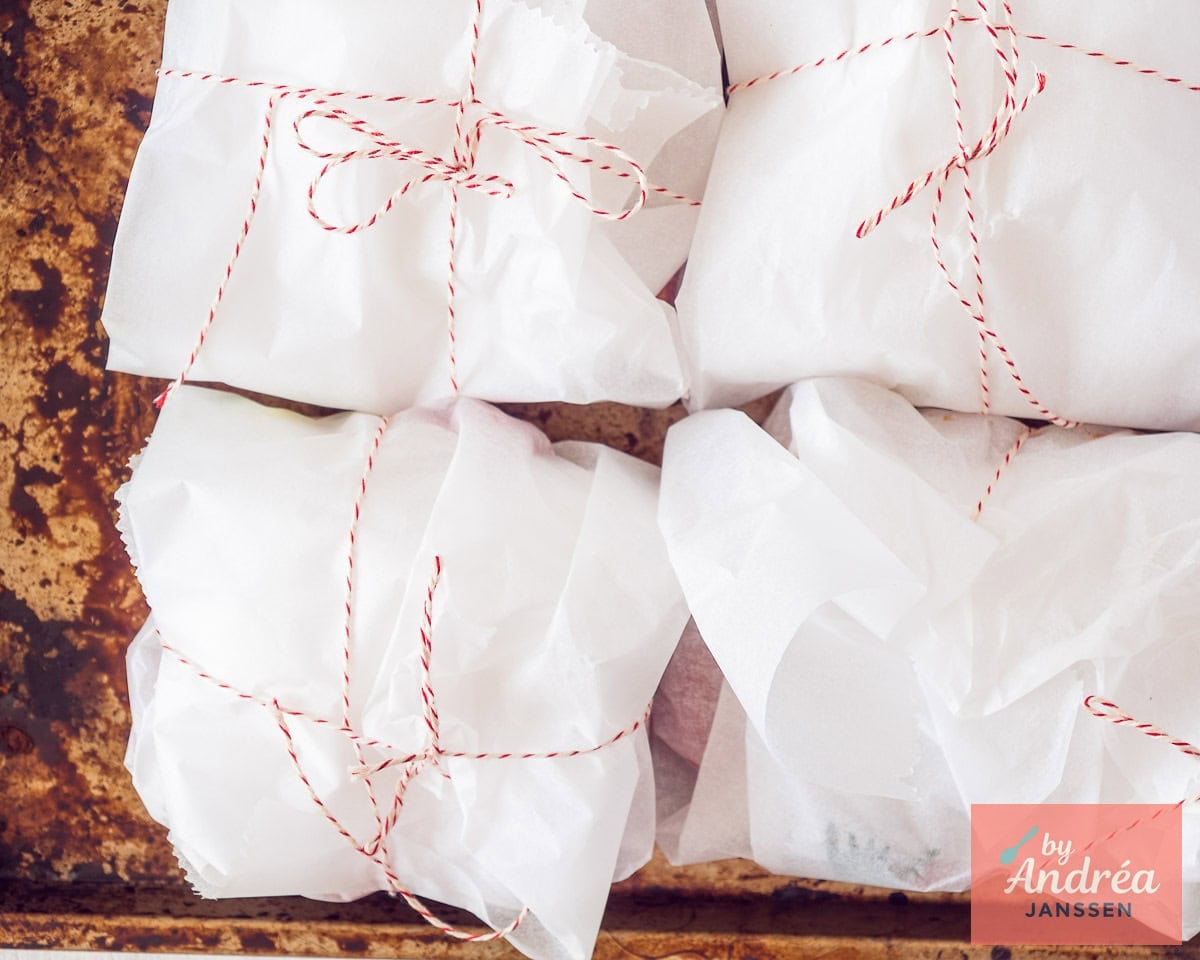 Package the fish packages and put them on a baking sheet