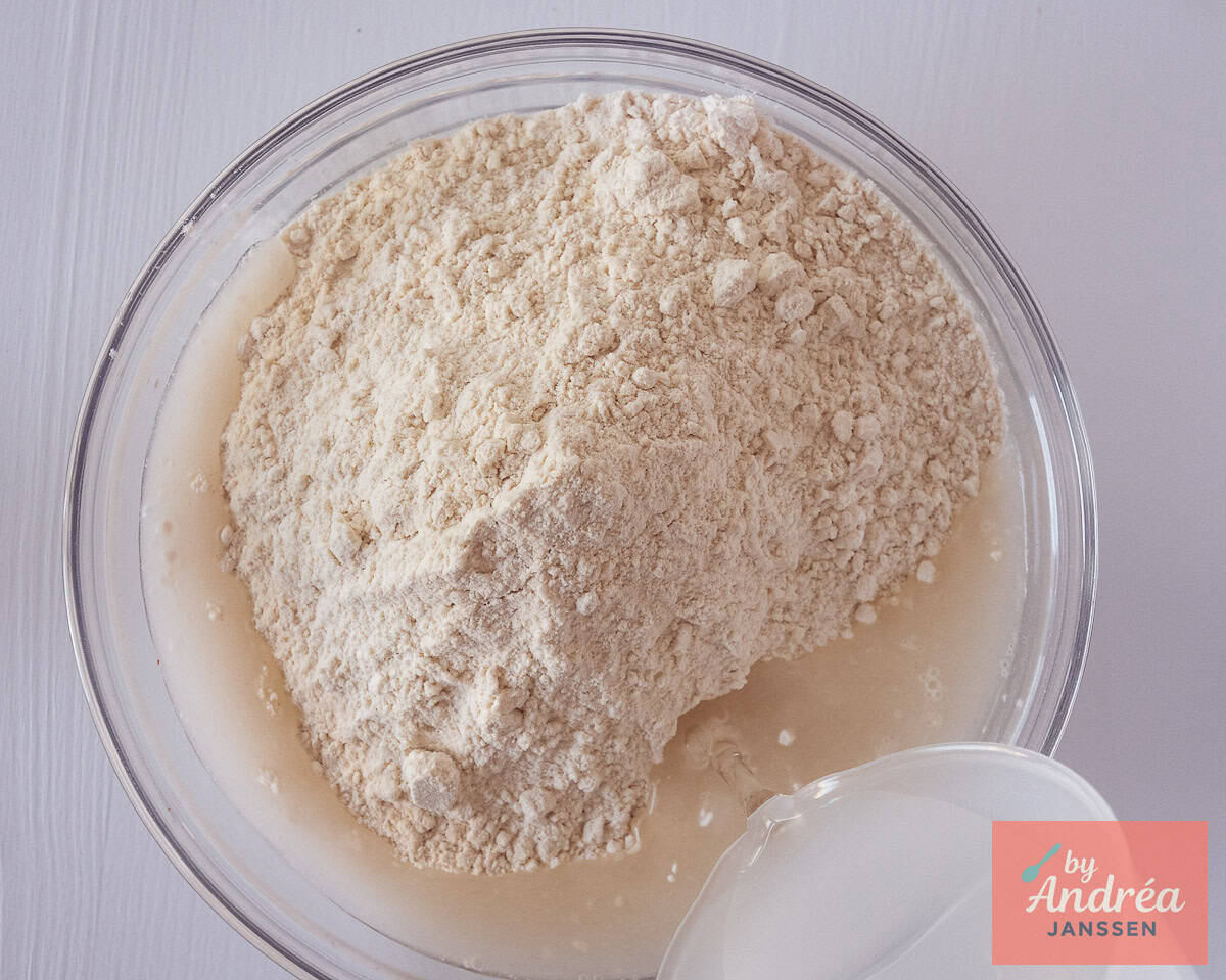 Mix all the ingredients for Homemade Baguette in a glass bowl.