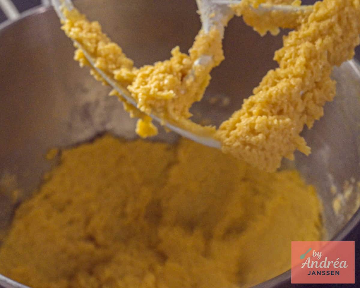 Beat the butter with both sugars, egg, and vanilla until light and fluffy.