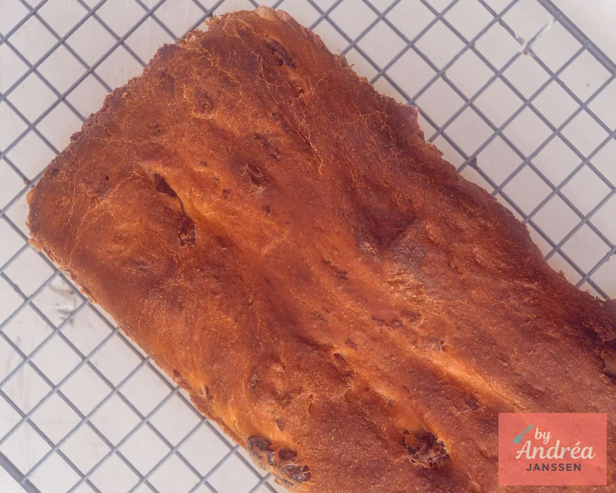 Cranberry loaf cooling on a rack.