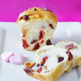 cranberry buns with two slices of bread