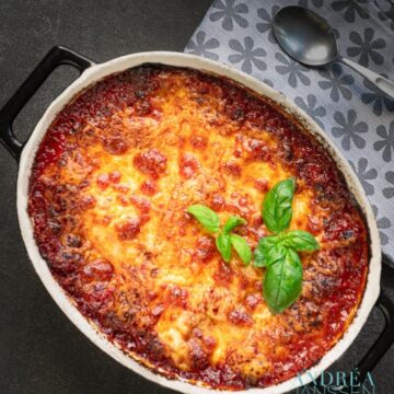 Homemade lasagna in a oven dish