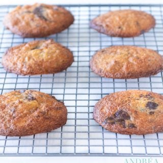 baked Black and white chocolate walnut cookies on a rack