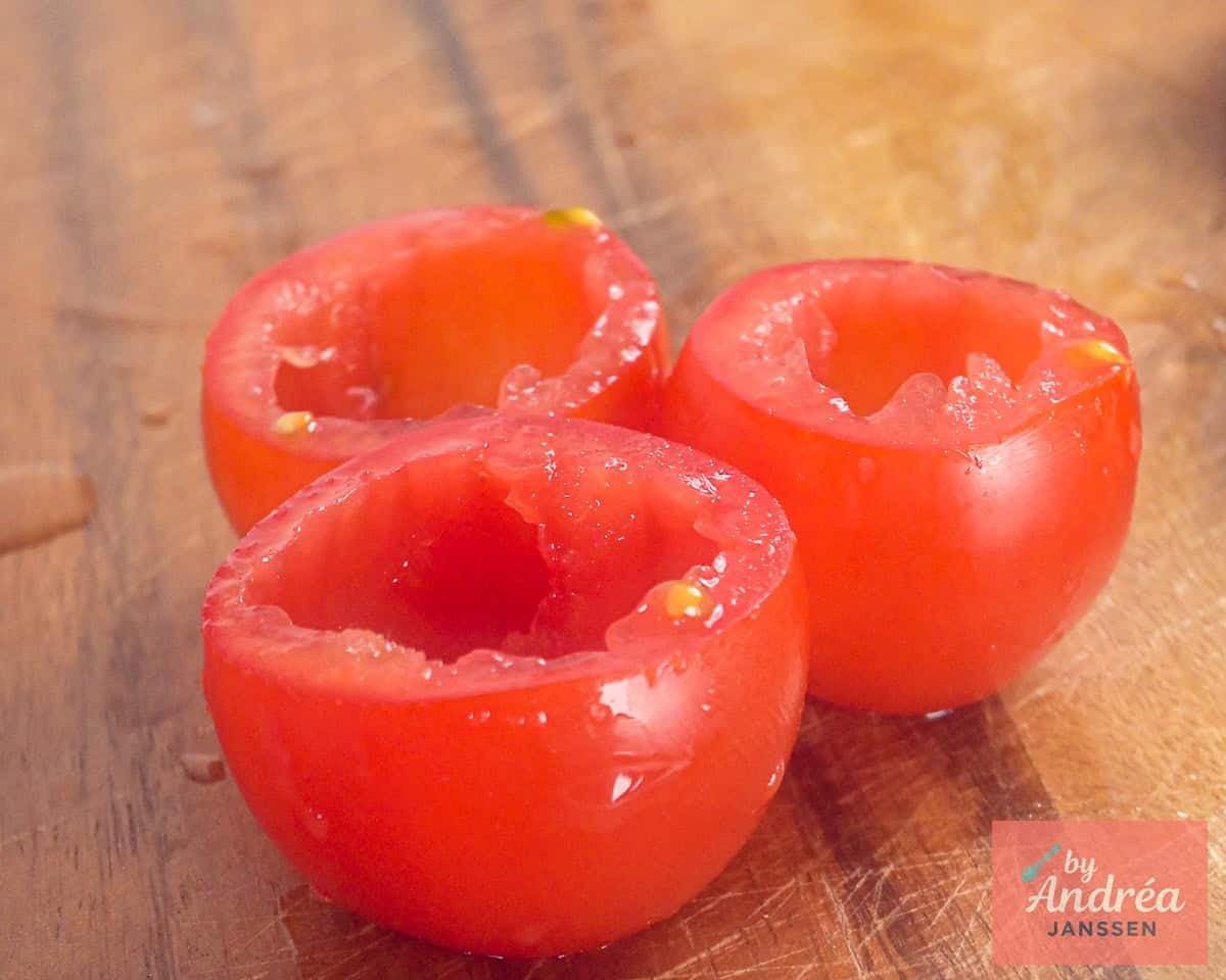 Hollowed cherry tomatoes