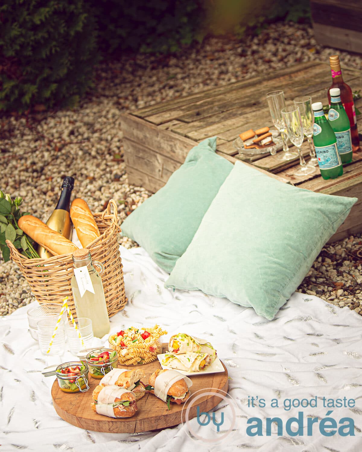 Great picnic treats on.a plaid outside