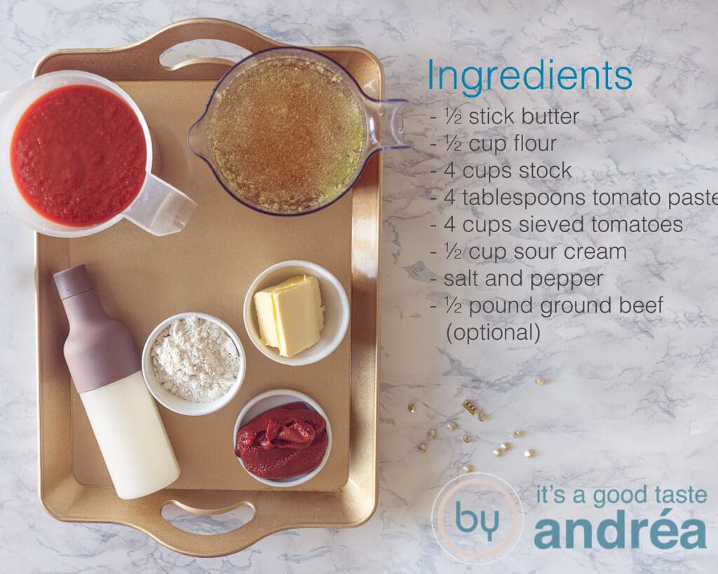 ingredients Creamy tomato soup with meatballs for Halloween