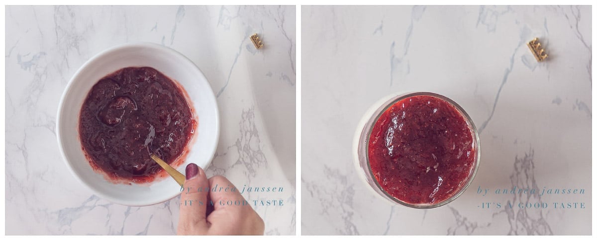 Whisk the jelly and top the dessert