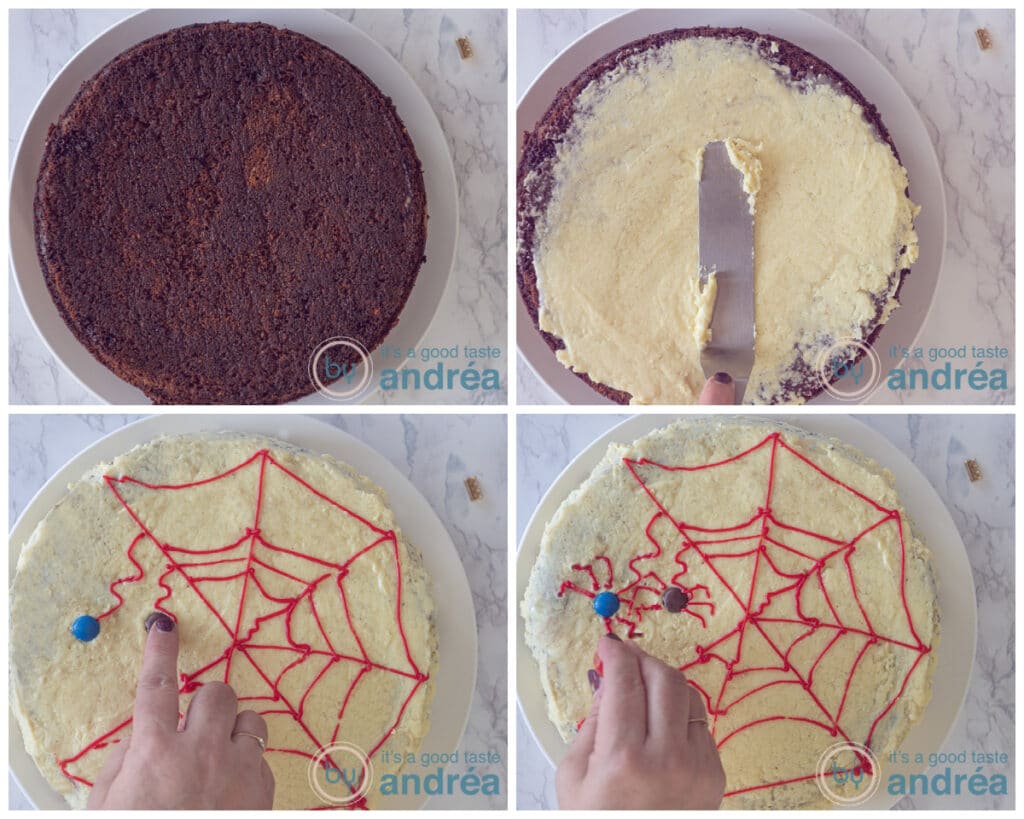 smear the frosting on the cake and decorate