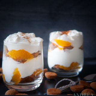 two glasses of pepernoten tangerine tiramisu in between pepernoten