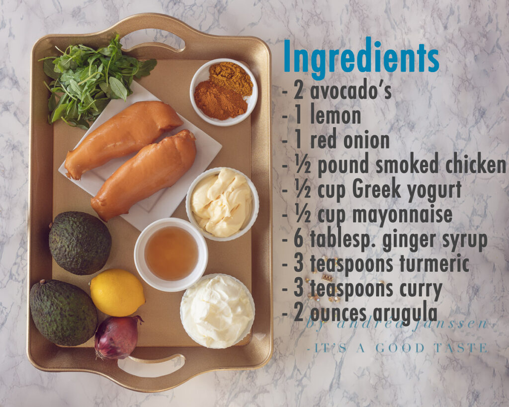 Ingredients Smoked chicken and avocado salad