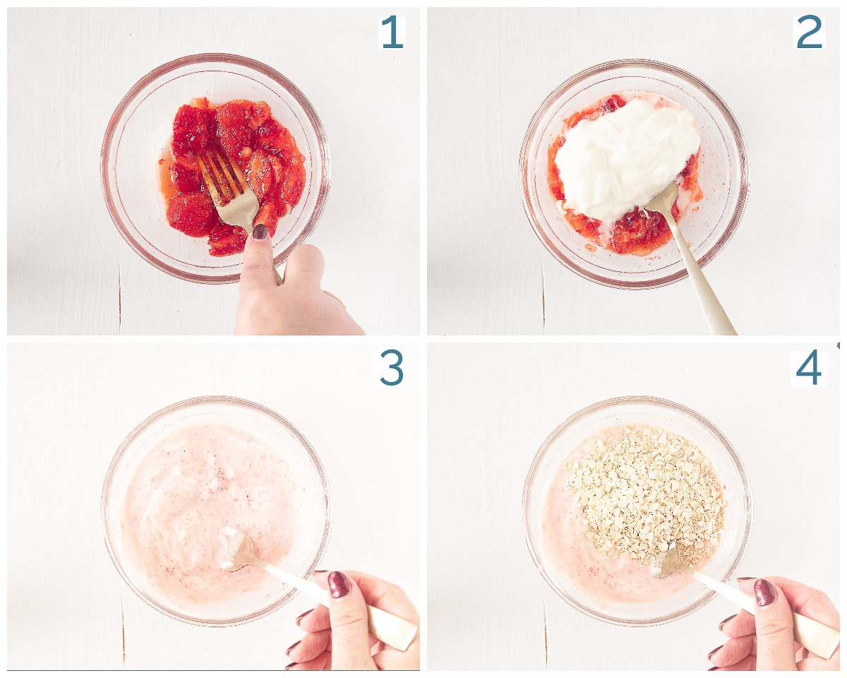 Preparation 4 steps Smoothie bowl with Strawberries