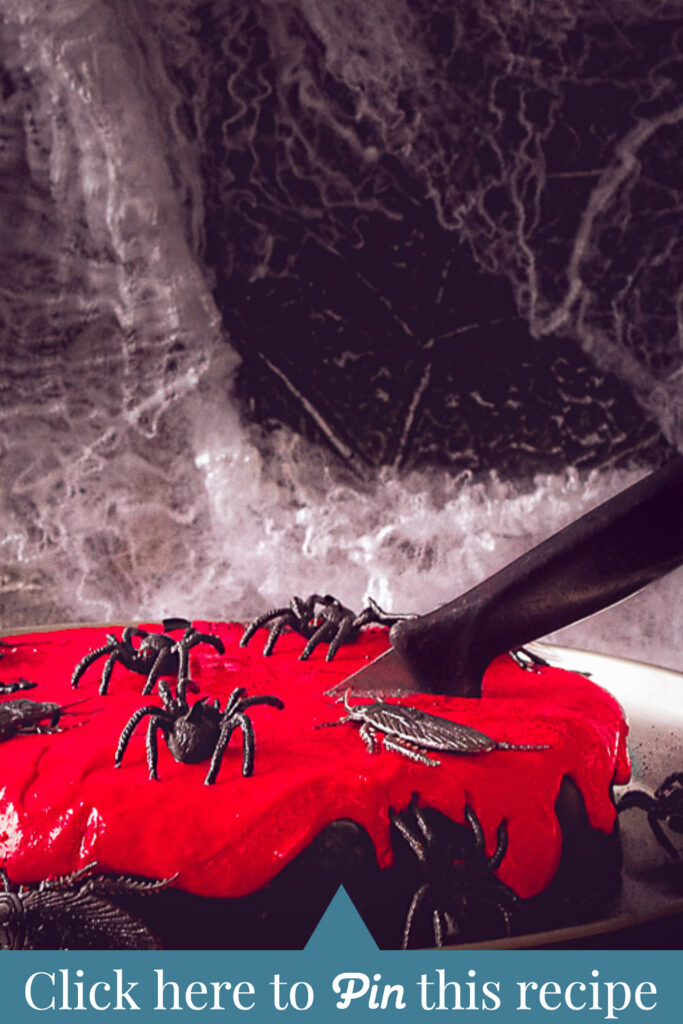 Halloween chocolate cake with cream cheese topping
