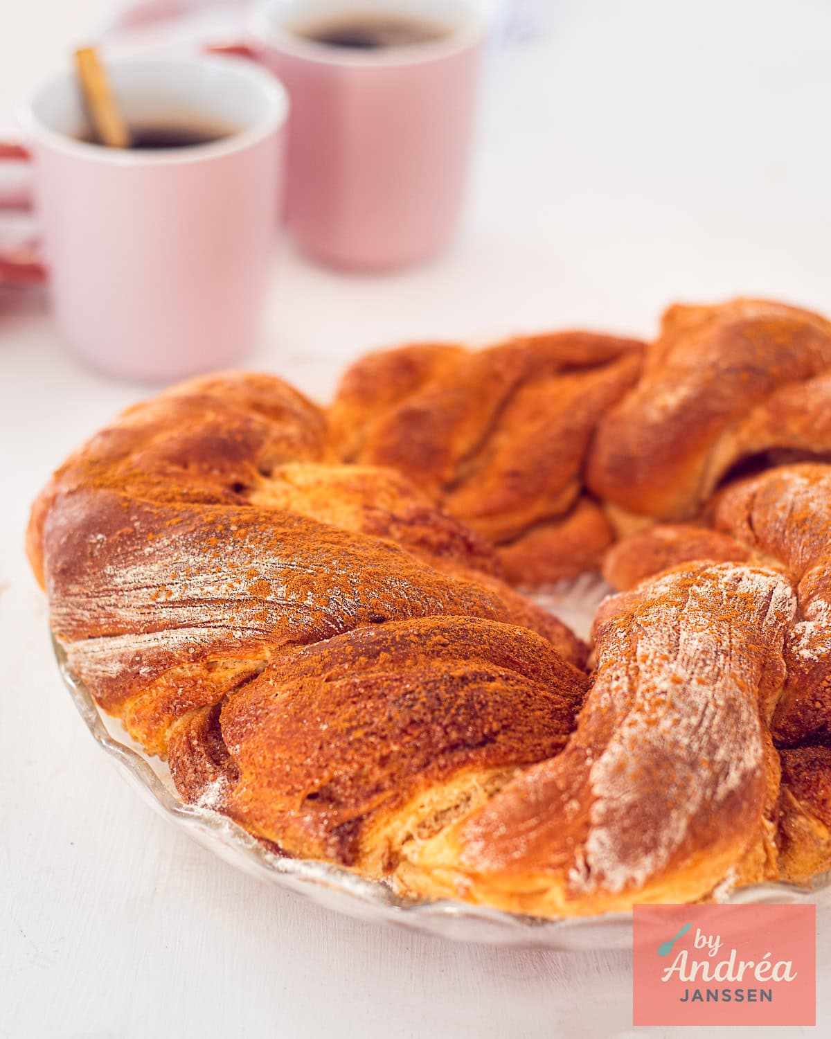 Part of a cinnamon wreath bread.