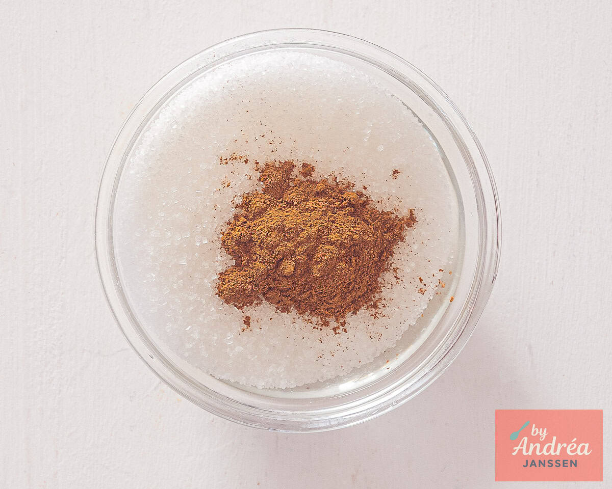 Bowl with sugar and cinnamon