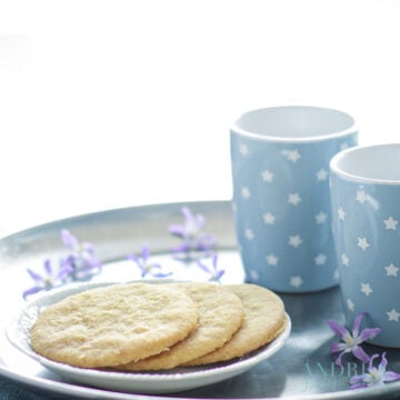 Ginger cookies on plate with cup of coffee