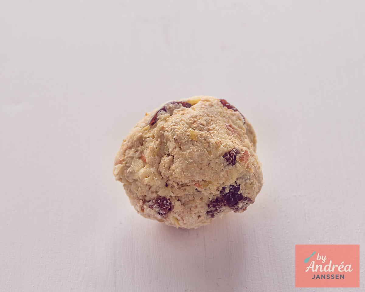 A ball of oatmeal raisin cookie dough.