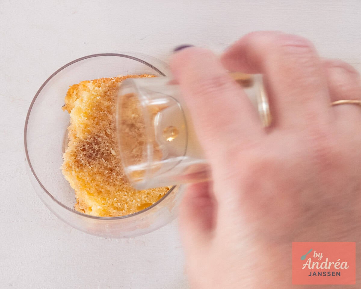 Soak the cake with whiskey