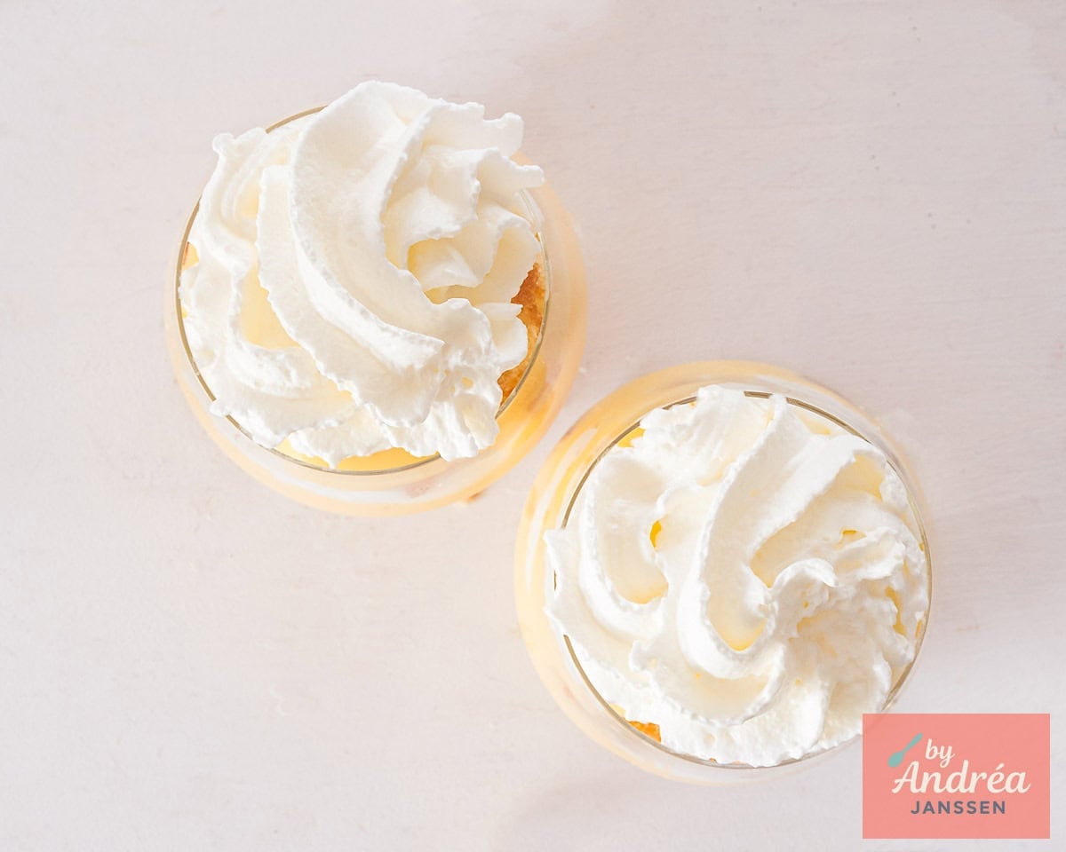 Glasses with irish coffee trifle with whipped cream