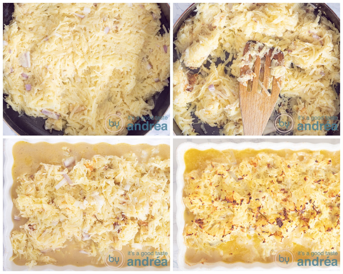 Bake the Rösti and top the cod fillet. Bake everything in the oven.
