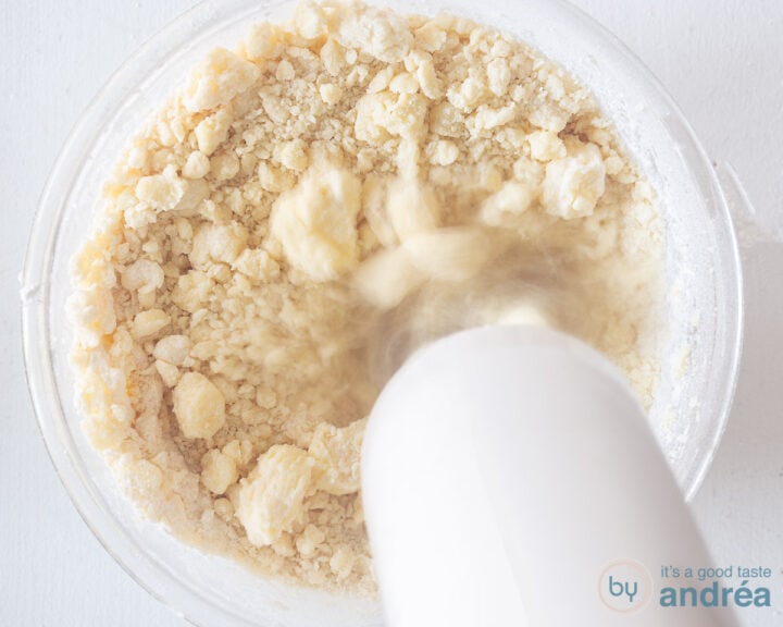 Mix the cookie dough together in a glass bowl.