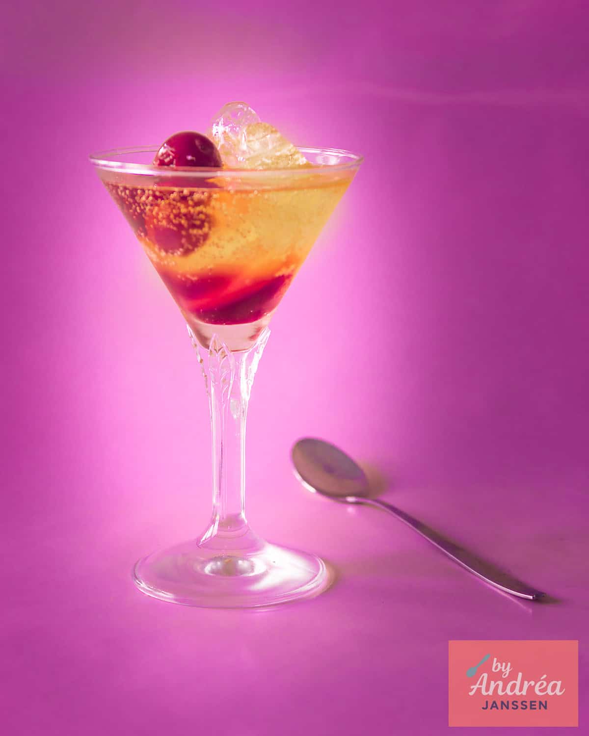 Valentines Cocktail with Cherry Juice and Vanilla