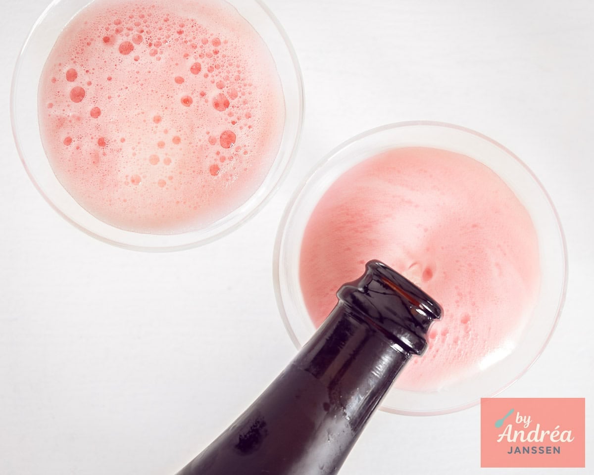 Raspberry and gin cocktail is complemented with Prosecco