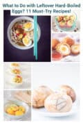 six collage height picture containing recipes with hard-boiled eggs. A text description: Hier is een SEO-geoptimaliseerde blogpost inclusief een pakkende introductie, een overzicht van de recepten en handige SEO-informatie. 11 Delicious Recipes: What to Do with Leftover Hard-Boiled Eggs