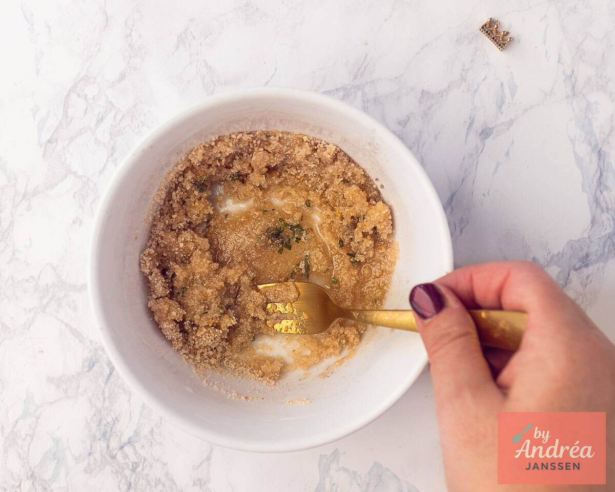 A bowl where all the ingredients for the spiced paneer are mixed