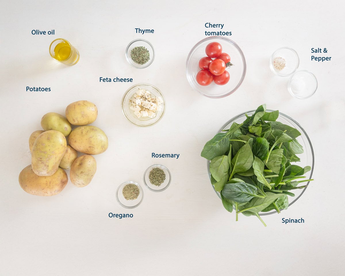 Ingredients Spinach with feta and potatoes